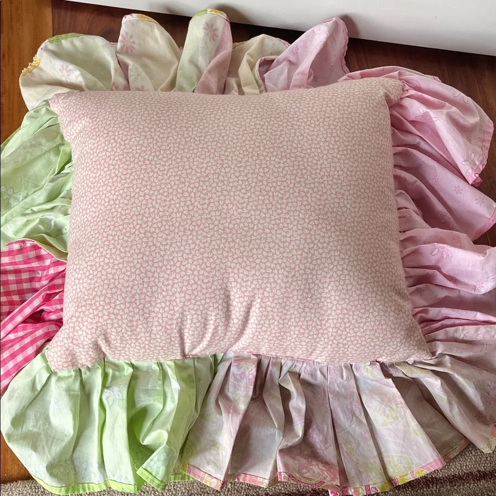 Pink and Green Bunny Decorative Pillow